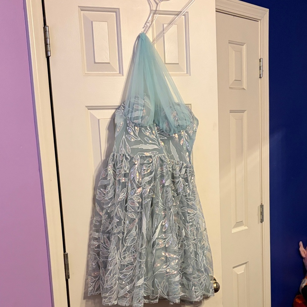 SHEIN Light Blue One Shoulder Dress